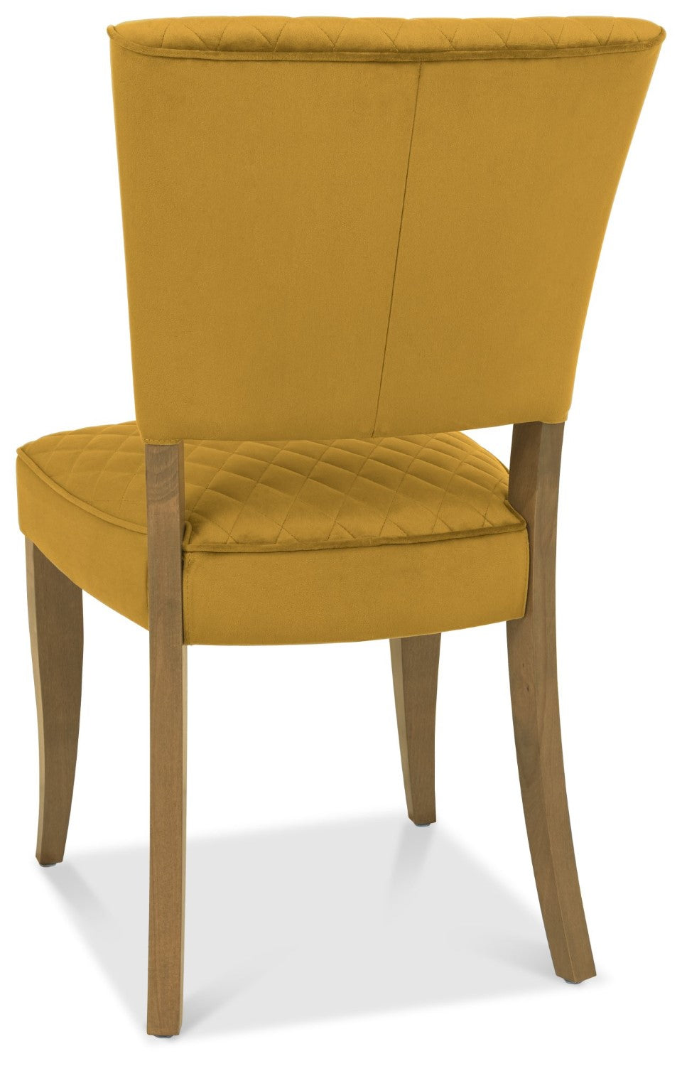 Mustard Yellow Velvet Fabric Dining Chair Rustic Oak Legs - Home Furniture Interiors