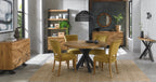 Mustard Yellow Velvet Fabric Dining Chair Rustic Oak Legs - Home Furniture Interiors