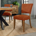 Rust Orange Velvet Fabric Dining Chair Rustic Oak Legs