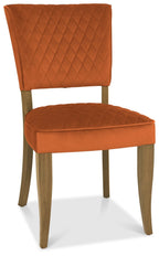 Rust Orange Velvet Fabric Dining Chair Rustic Oak Legs - Home Furniture Interiors