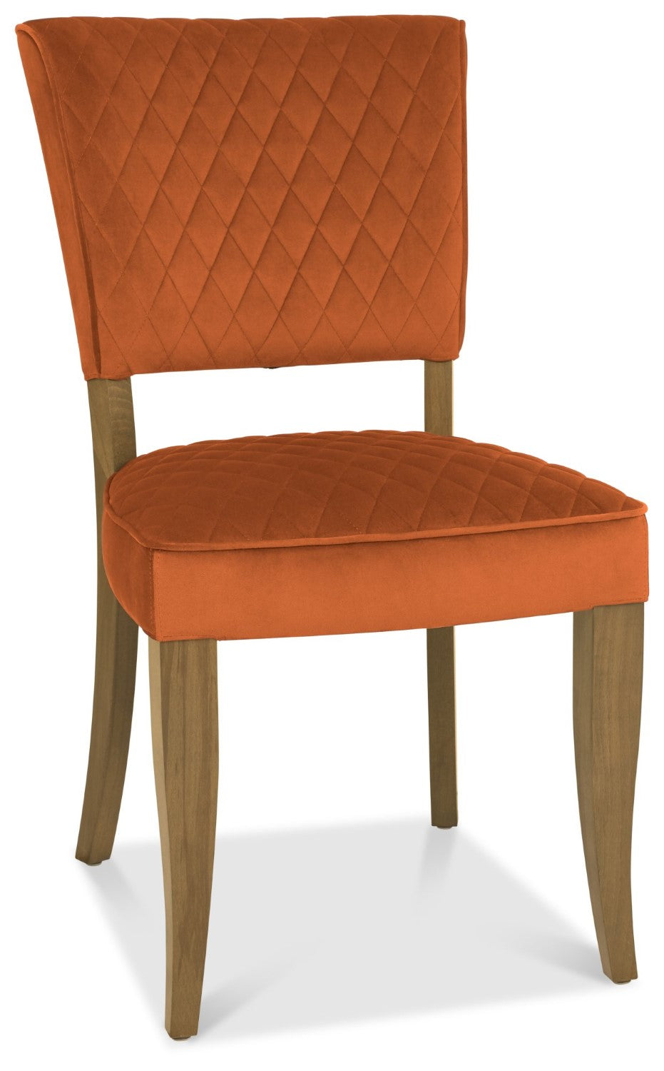 Rust Orange Velvet Fabric Dining Chair Rustic Oak Legs - Home Furniture Interiors