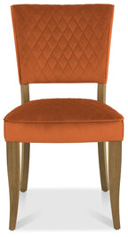 Rust Orange Velvet Fabric Dining Chair Rustic Oak Legs - Home Furniture Interiors
