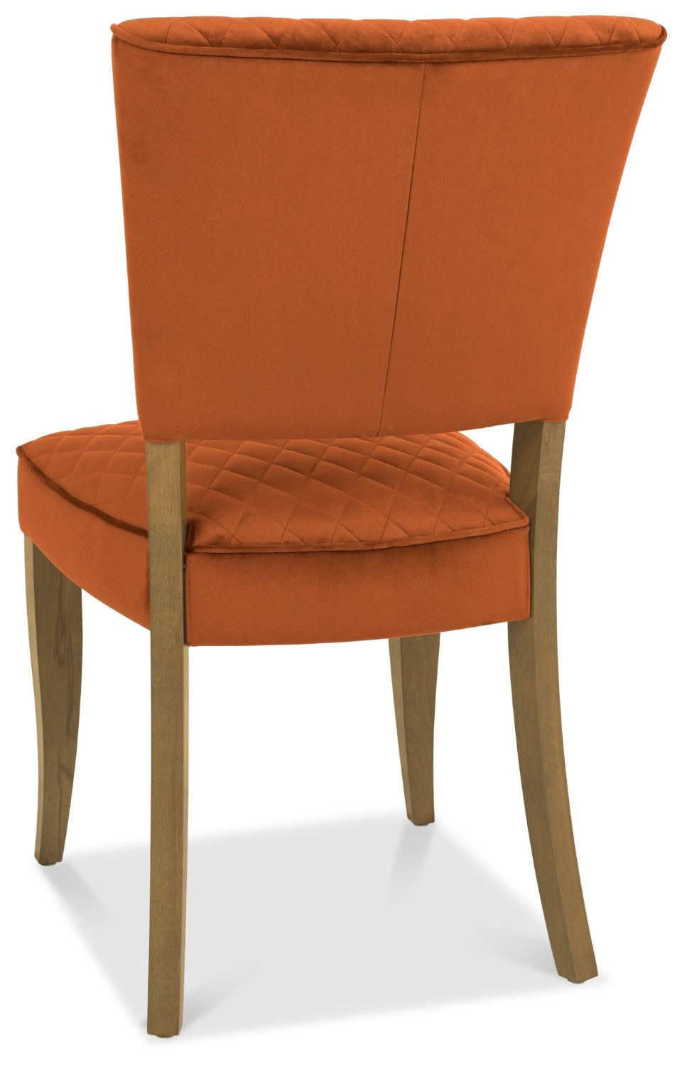 Rust Orange Velvet Fabric Dining Chair Rustic Oak Legs - Home Furniture Interiors