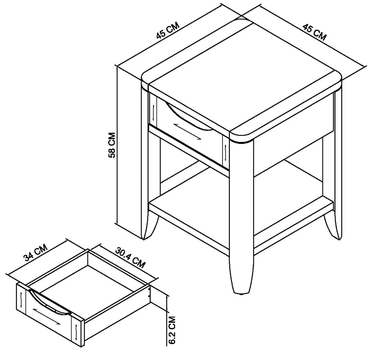 Oak 1 Drawer Lamp Table with Open Lower Shelf - Home Furniture Interiors