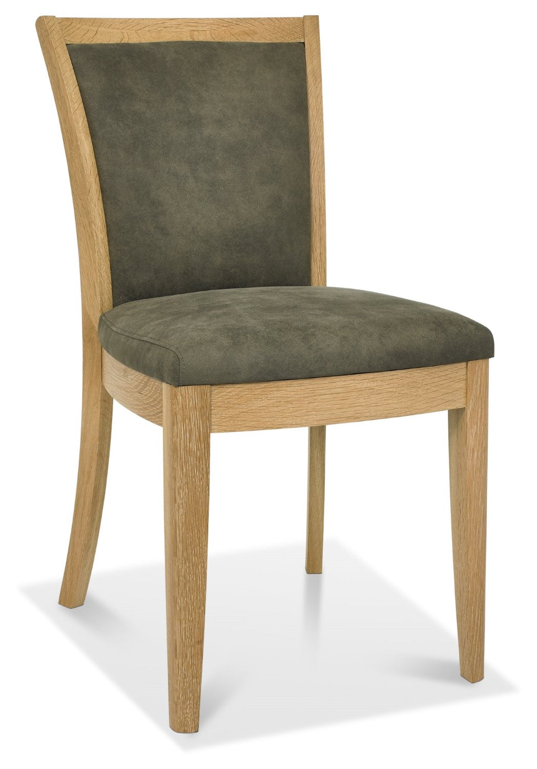 Grey Fabric Upholstered Oak Dining Chair - Home Furniture Interiors