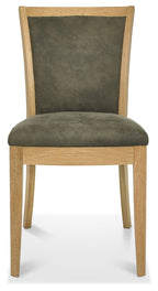Grey Fabric Upholstered Oak Dining Chair - Home Furniture Interiors