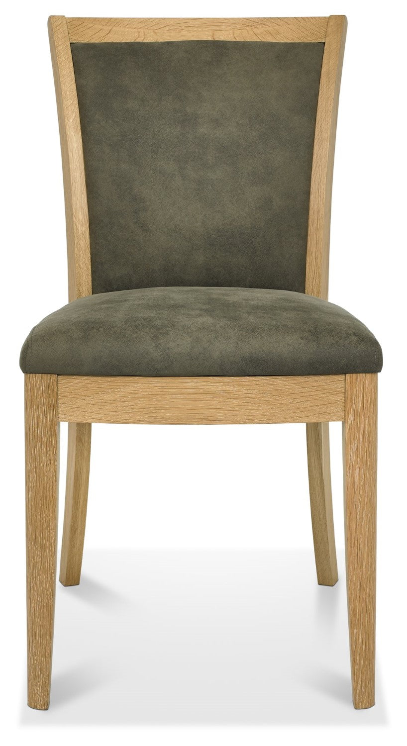 Grey Fabric Upholstered Oak Dining Chair - Home Furniture Interiors