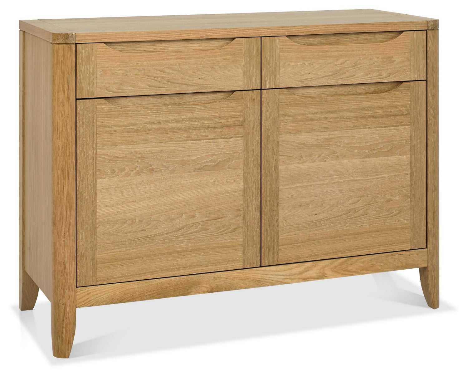 Oak Lacquered Finish 2 Door 2 Drawer Narrow Sideboard - Home Furniture Interiors