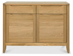 Oak Lacquered Finish 2 Door 2 Drawer Narrow Sideboard - Home Furniture Interiors