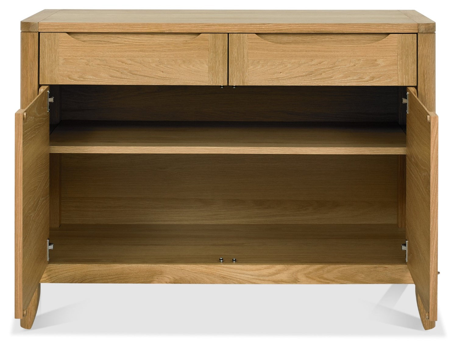 Oak Lacquered Finish 2 Door 2 Drawer Narrow Sideboard - Home Furniture Interiors