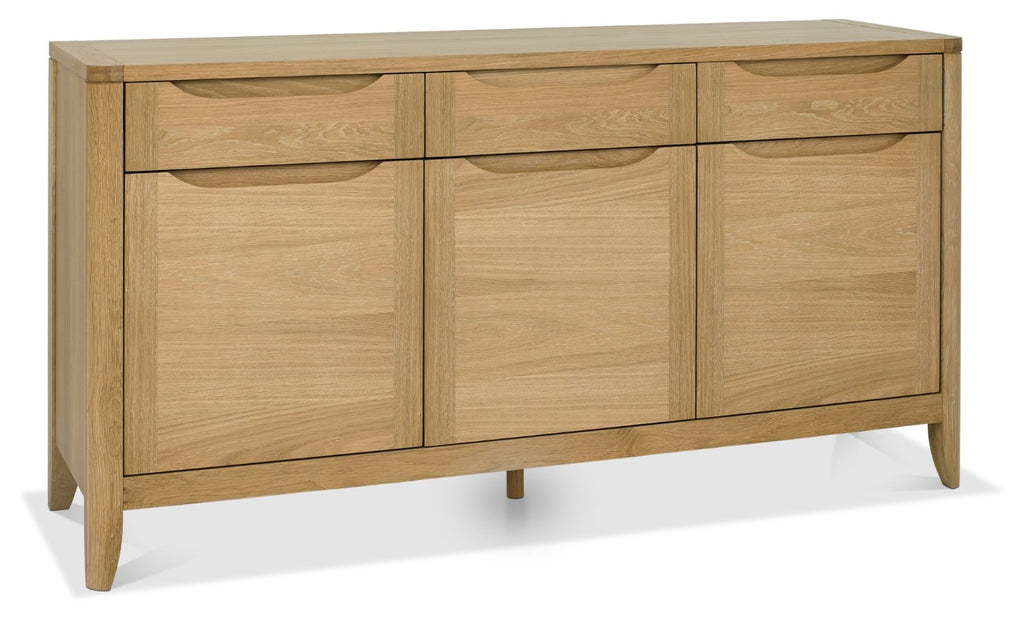 Oak Lacquer Finish 3 Door 3 Drawer Wide Sideboard Cabinet - Home Furniture Interiors
