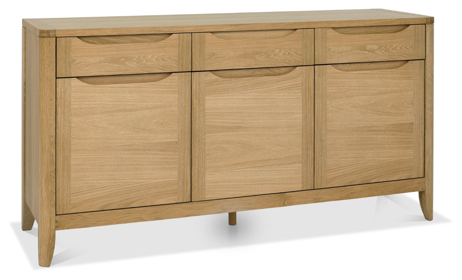 Oak Lacquer Finish 3 Door 3 Drawer Wide Sideboard Cabinet - Home Furniture Interiors