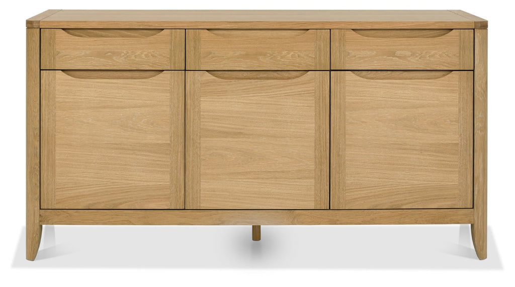 Oak Lacquer Finish 3 Door 3 Drawer Wide Sideboard Cabinet - Home Furniture Interiors