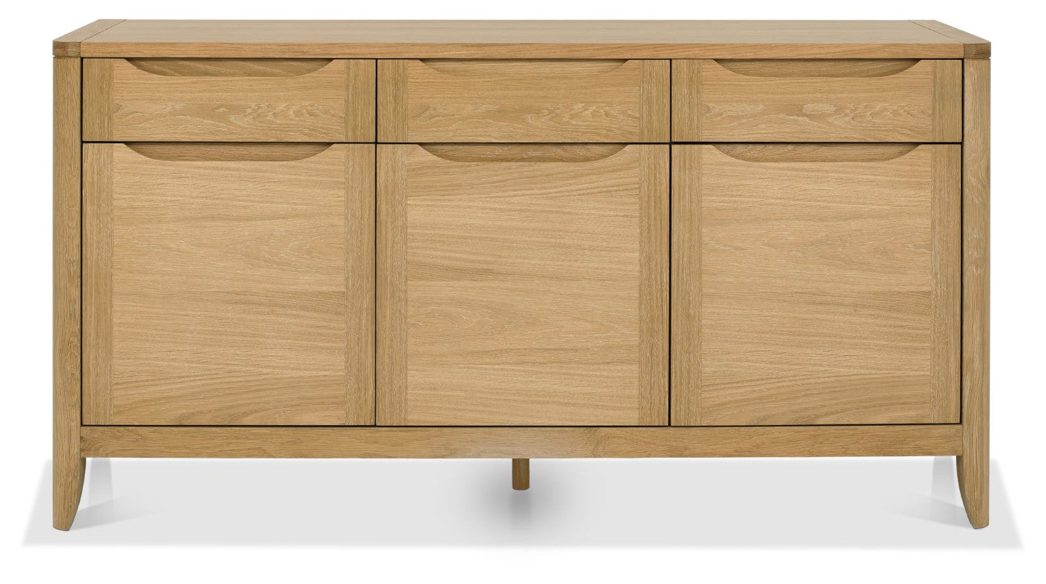 Oak Lacquer Finish 3 Door 3 Drawer Wide Sideboard Cabinet - Home Furniture Interiors
