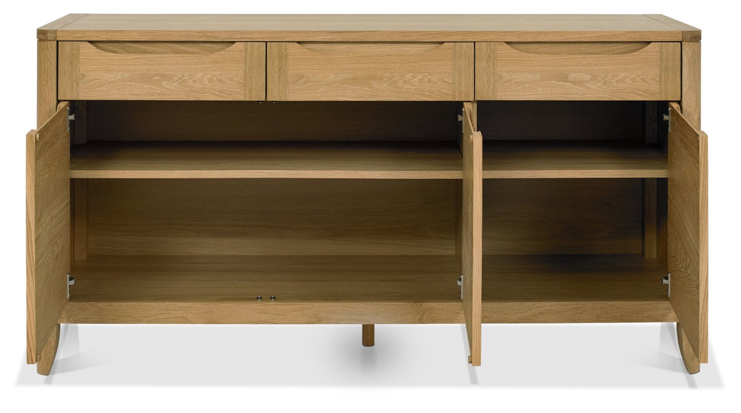 Oak Lacquer Finish 3 Door 3 Drawer Wide Sideboard Cabinet - Home Furniture Interiors