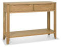 Oak 2 Drawer Console Hall Table with Lower Shelf