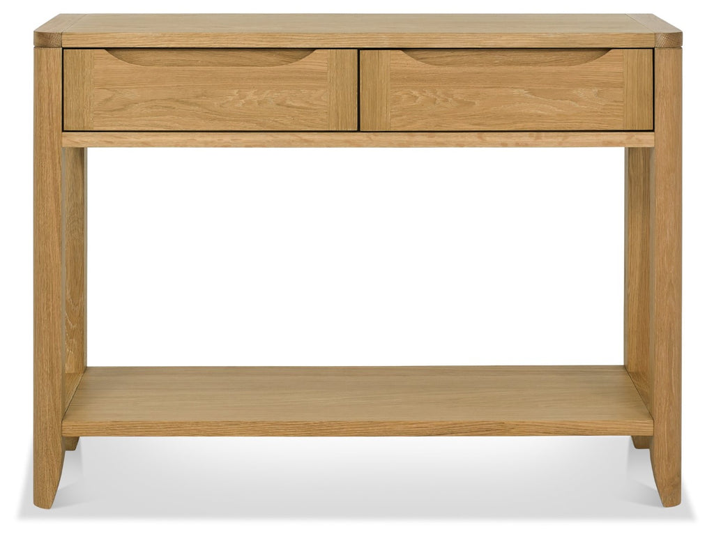Oak 2 Drawer Console Hall Table with Lower Shelf - Home Furniture Interiors