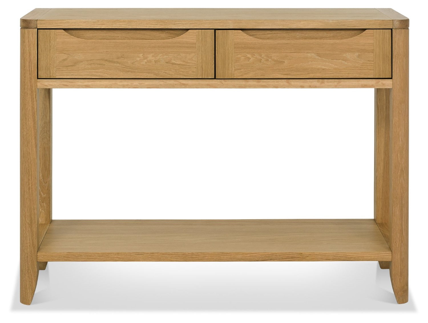 Oak 2 Drawer Console Hall Table with Lower Shelf - Home Furniture Interiors