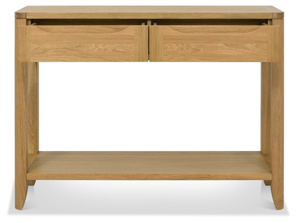 Oak 2 Drawer Console Hall Table with Lower Shelf - Home Furniture Interiors