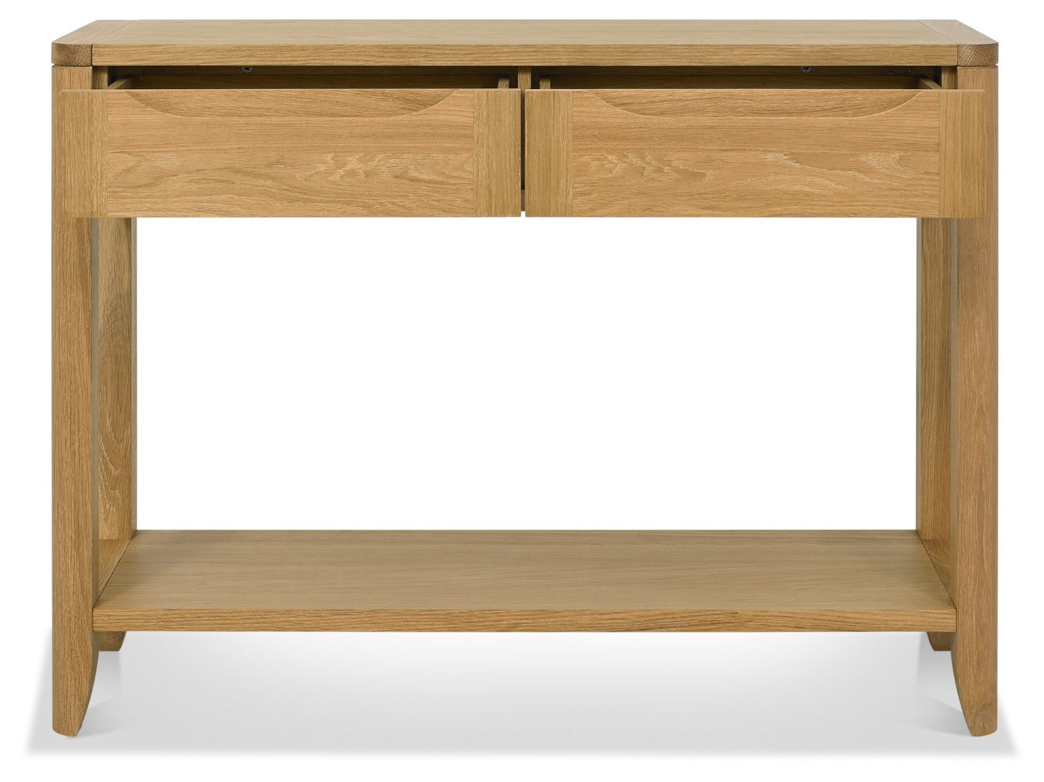 Oak 2 Drawer Console Hall Table with Lower Shelf - Home Furniture Interiors