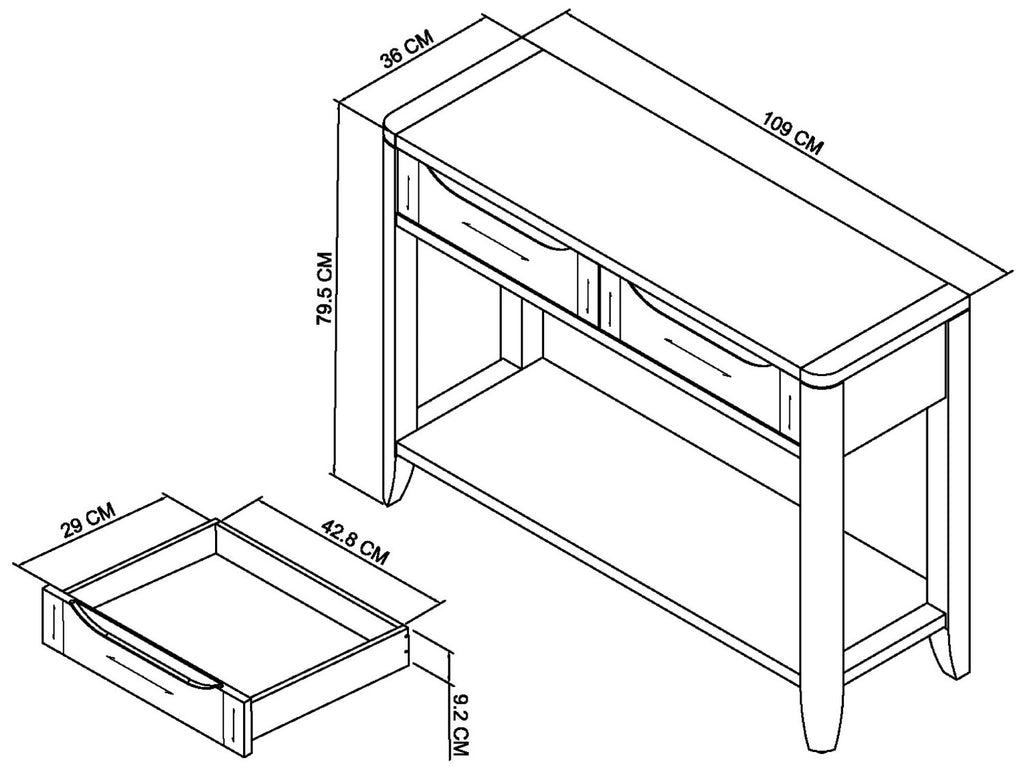 Oak 2 Drawer Console Hall Table with Lower Shelf - Home Furniture Interiors
