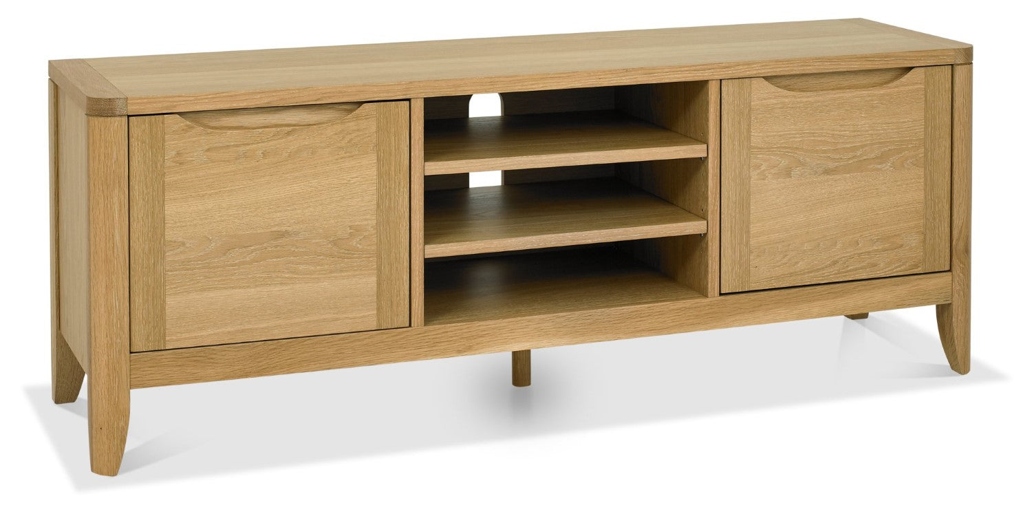 Oak Lacquer Finish 2 Door TV Media Entertainment Unit - Home Furniture Interiors