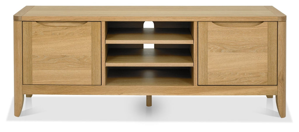 Oak Lacquer Finish 2 Door TV Media Entertainment Unit - Home Furniture Interiors