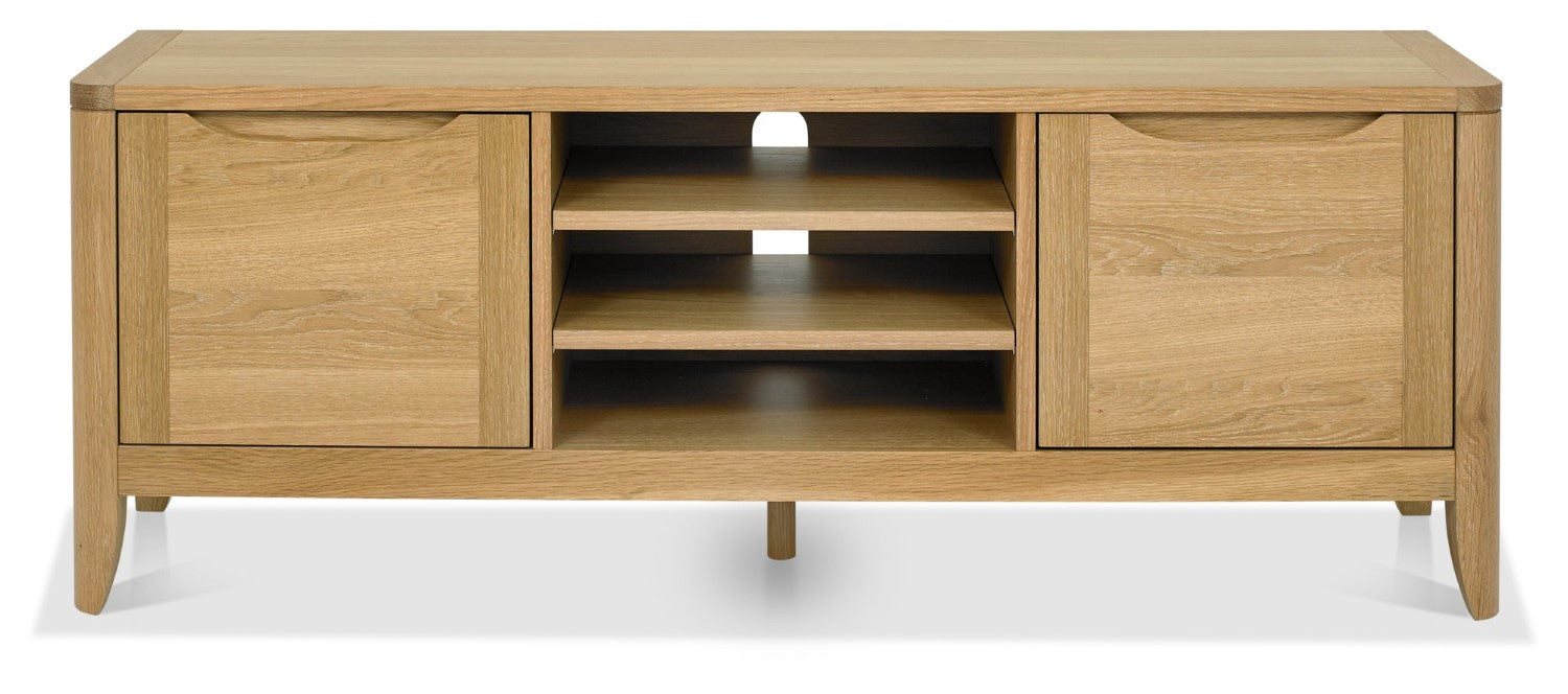 Oak Lacquer Finish 2 Door TV Media Entertainment Unit - Home Furniture Interiors