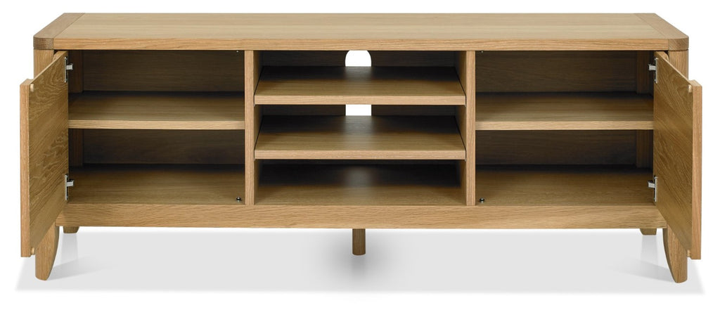 Oak Lacquer Finish 2 Door TV Media Entertainment Unit - Home Furniture Interiors