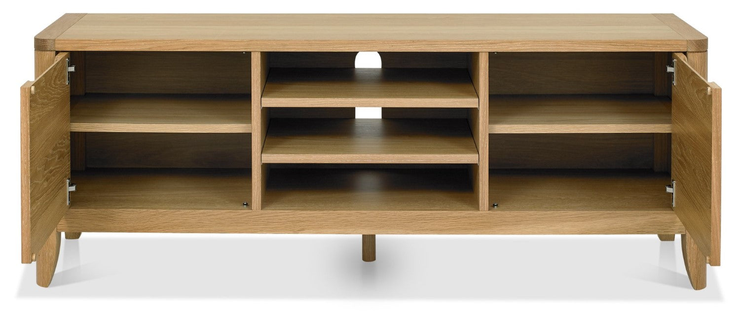 Oak Lacquer Finish 2 Door TV Media Entertainment Unit - Home Furniture Interiors