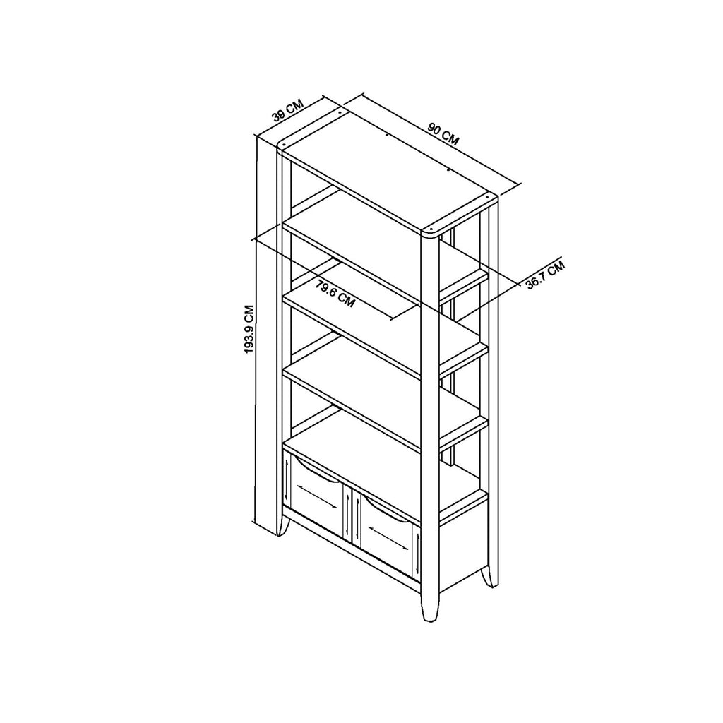 Tall oak lacquer finish open display shelving unit by Bentley Designs, showcasing sleek storage with multiple shelves and modern design.