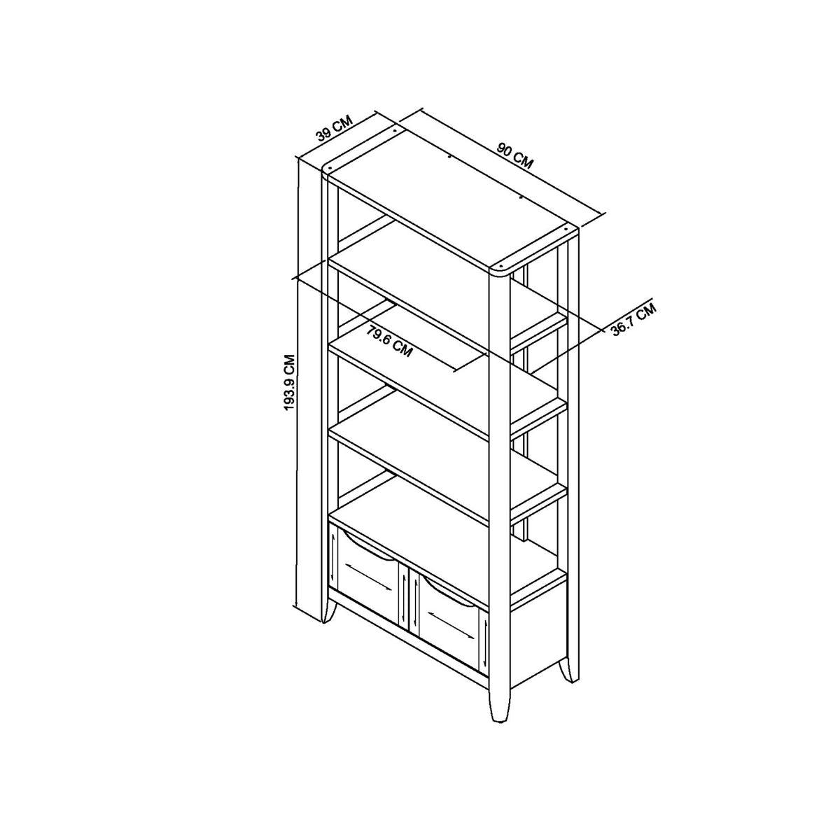 Tall oak lacquer finish open display shelving unit by Bentley Designs, showcasing sleek storage with multiple shelves and modern design.