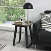 Distressed Weathered Oak Black Metal Square Lamp Table