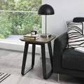 Distressed Weathered Oak Black Metal Square Lamp Table