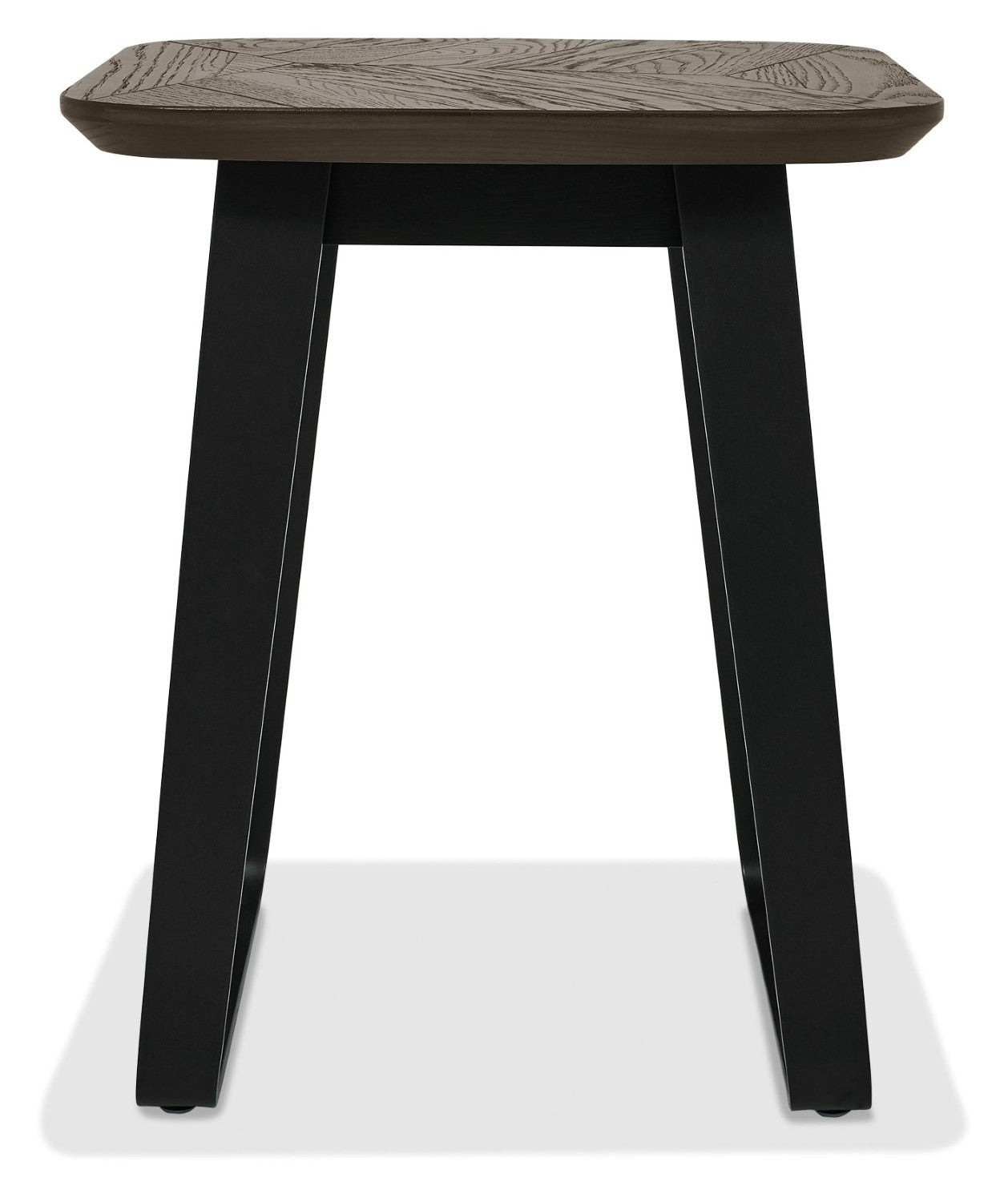 Distressed Weathered Oak Black Metal Square Lamp Table - Home Furniture Interiors