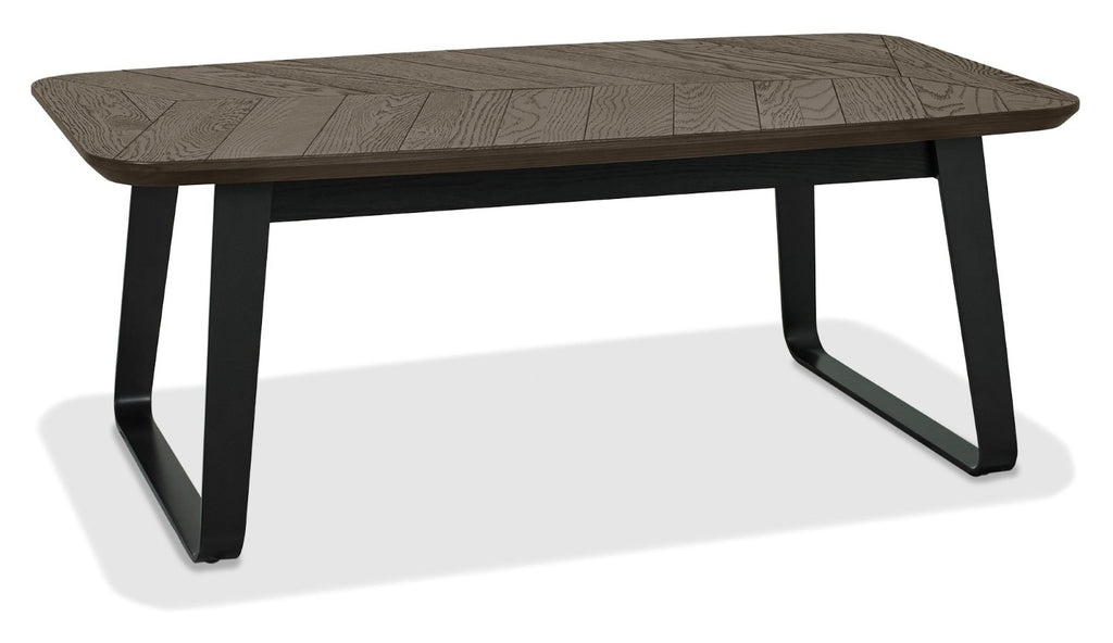 Weathered Oak Rectangular Coffee Table Metal Base - Home Furniture Interiors