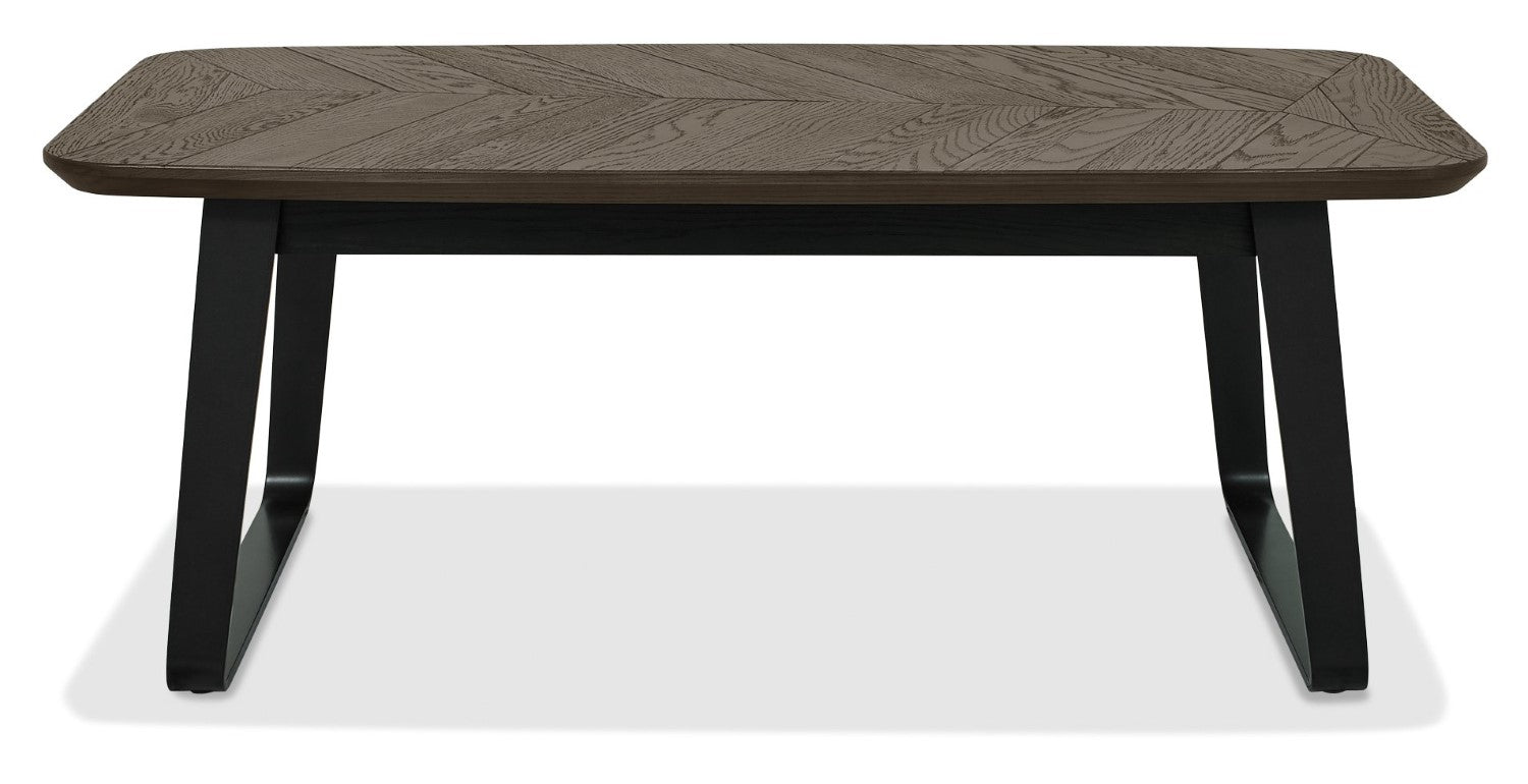Weathered Oak Rectangular Coffee Table Metal Base - Home Furniture Interiors
