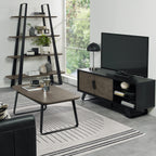 Weathered Oak Rectangular Coffee Table Metal Base - Home Furniture Interiors