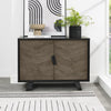 Distressed Weathered Oak Black Metal 2 Door Sideboard