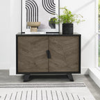 Distressed Weathered Oak Black Metal 2 Door Sideboard