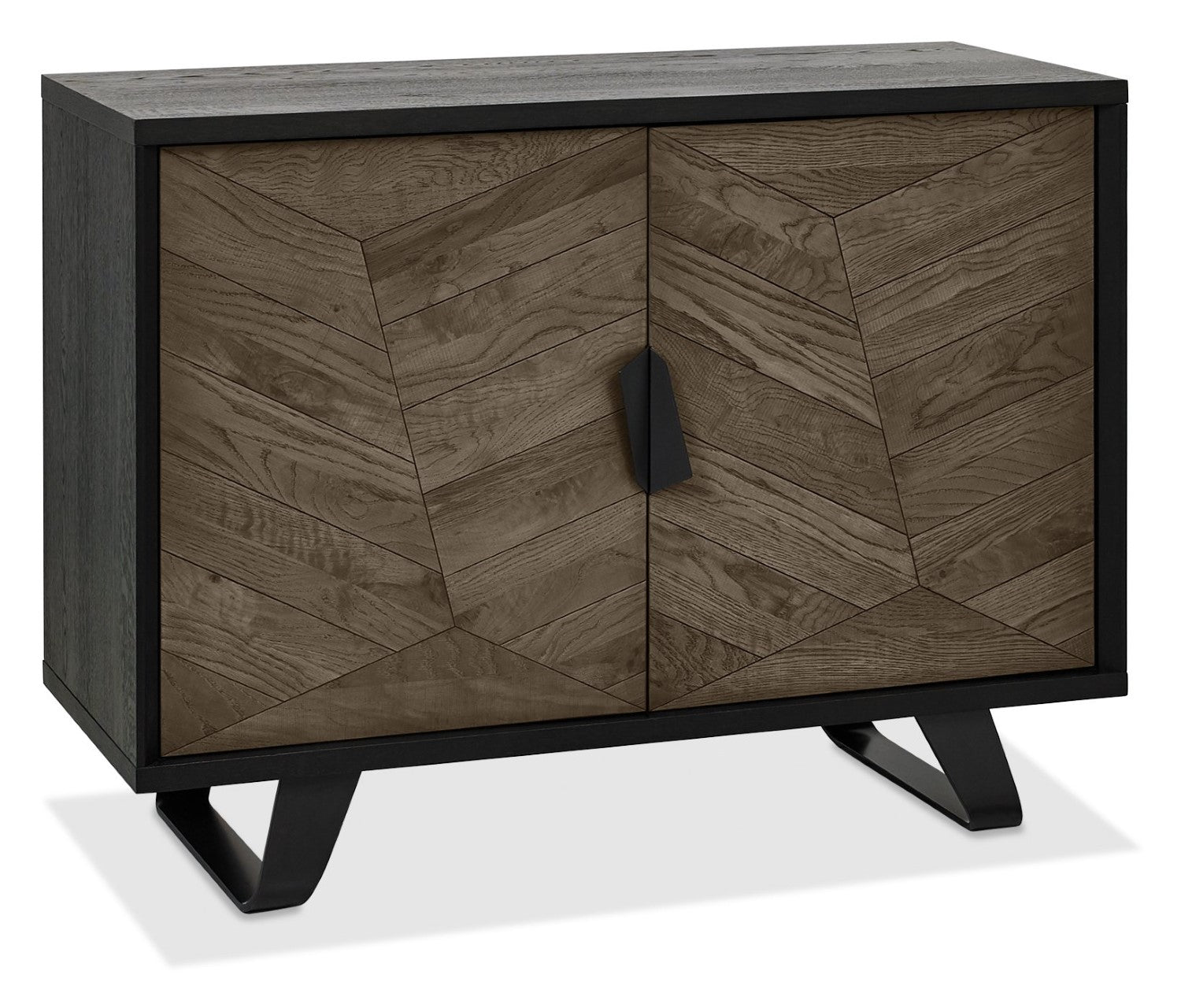 Distressed Weathered Oak Black Metal 2 Door Sideboard - Home Furniture Interiors