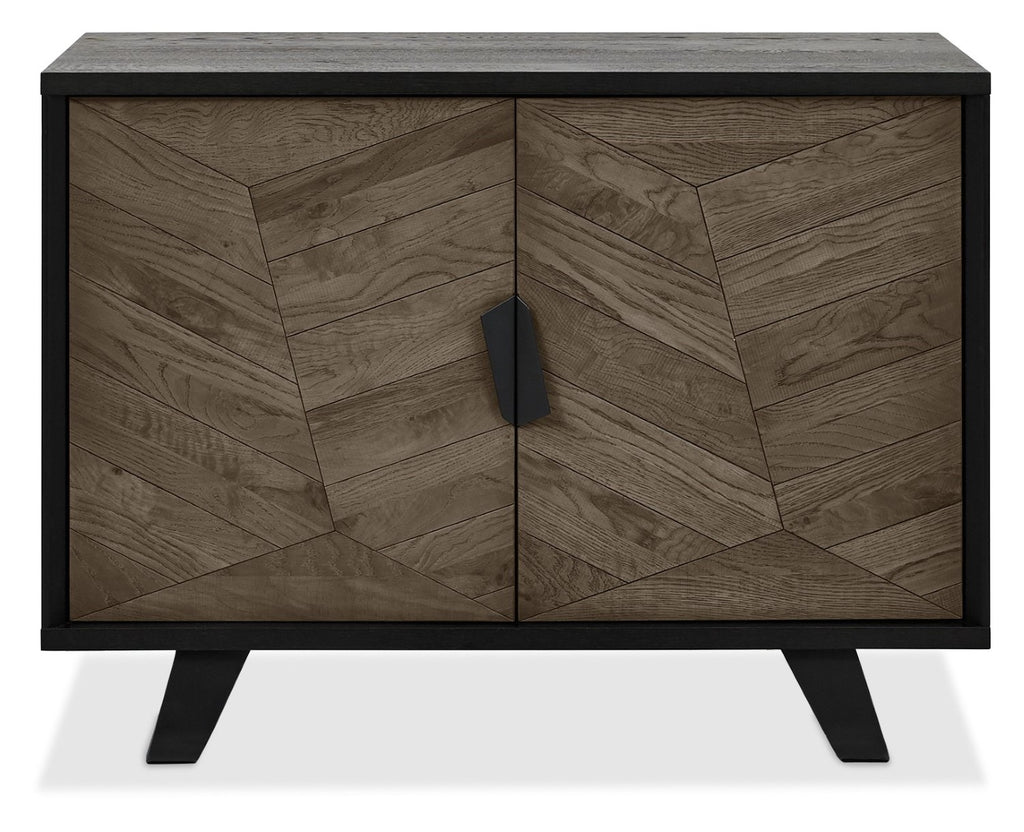 Distressed Weathered Oak Black Metal 2 Door Sideboard - Home Furniture Interiors