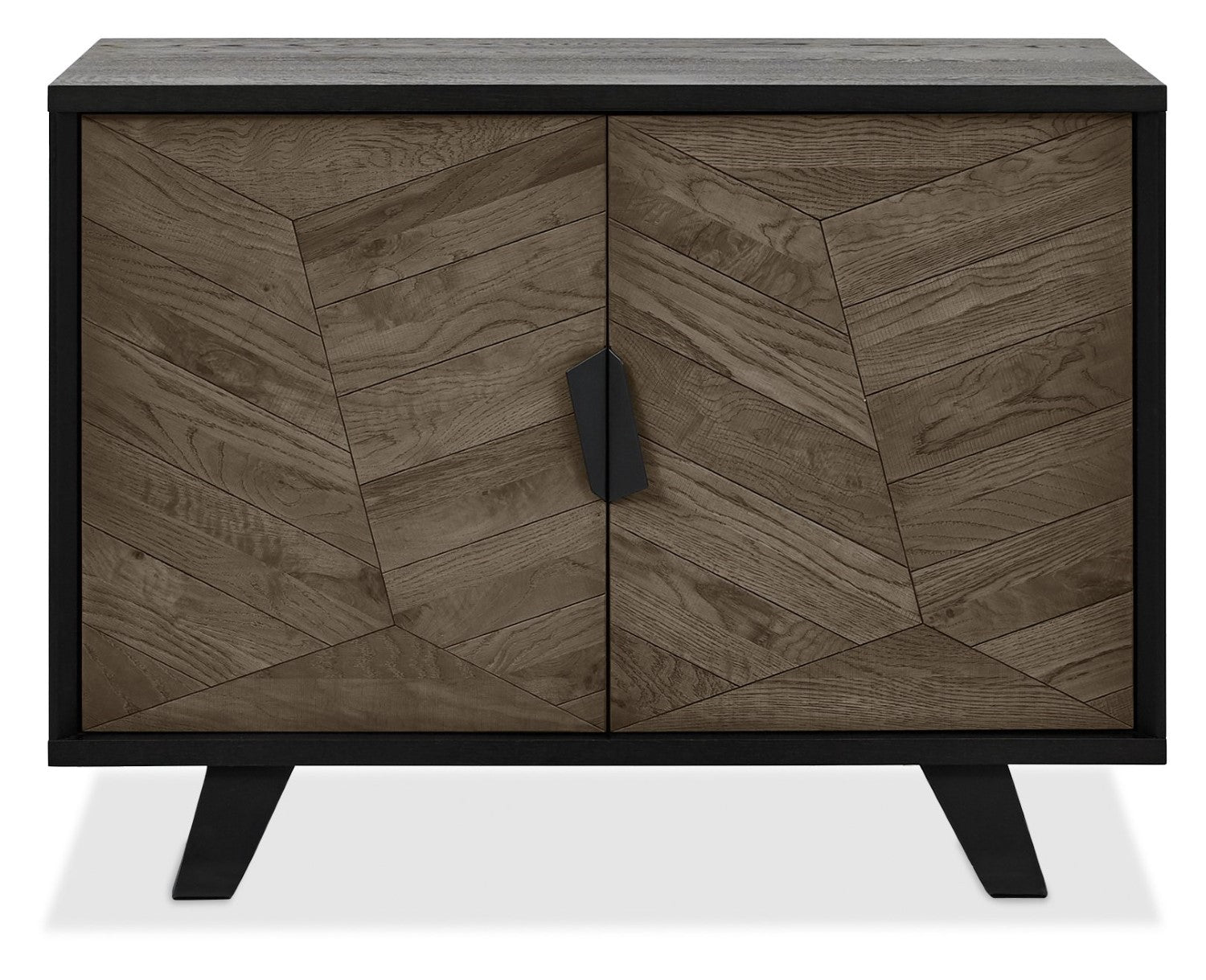 Distressed Weathered Oak Black Metal 2 Door Sideboard - Home Furniture Interiors