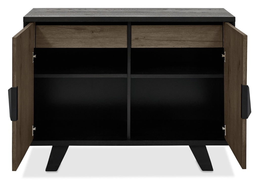 Distressed Weathered Oak Black Metal 2 Door Sideboard - Home Furniture Interiors