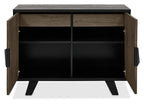 Distressed Weathered Oak Black Metal 2 Door Sideboard - Home Furniture Interiors