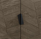 Distressed Weathered Oak Black Metal 2 Door Sideboard - Home Furniture Interiors