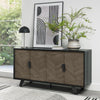 Weathered Oak and Black Wide 4 Door Sideboard