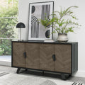 Weathered Oak and Black Wide 4 Door Sideboard