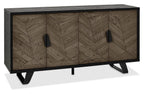 Weathered Oak and Black Wide 4 Door Sideboard - Home Furniture Interiors