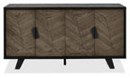 Weathered Oak and Black Wide 4 Door Sideboard - Home Furniture Interiors